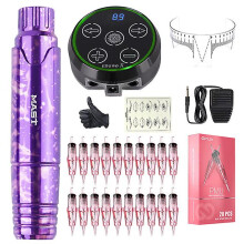 Mast p10 tattoo pmu rca rotary machine pen permanent makeup kit with led display power supply wjx pmu cartridge supplies set