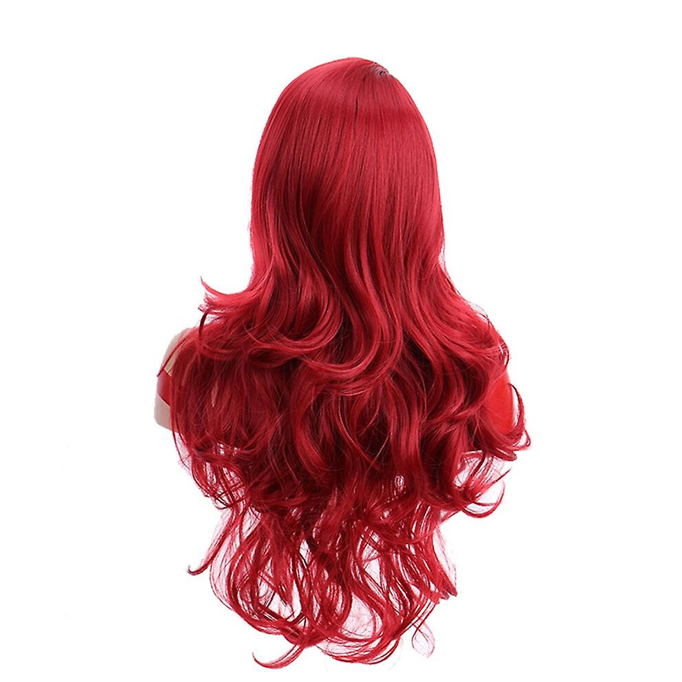 Houyan 22 Inch Long Wavy Wig With Bang  Red Hair Cosplay Wig Heat Resistant Synthetic Hair Wigs