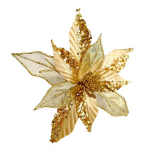 (Gold) Christmas Tree Flower Decoration Festive DIY Sequins Hollow Christmas Flower for Shopping Mall Windo