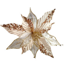 (Pink gold) Christmas Tree Flower Decoration Festive DIY Sequins Hollow Christmas Flower for Shopping Mall Windo