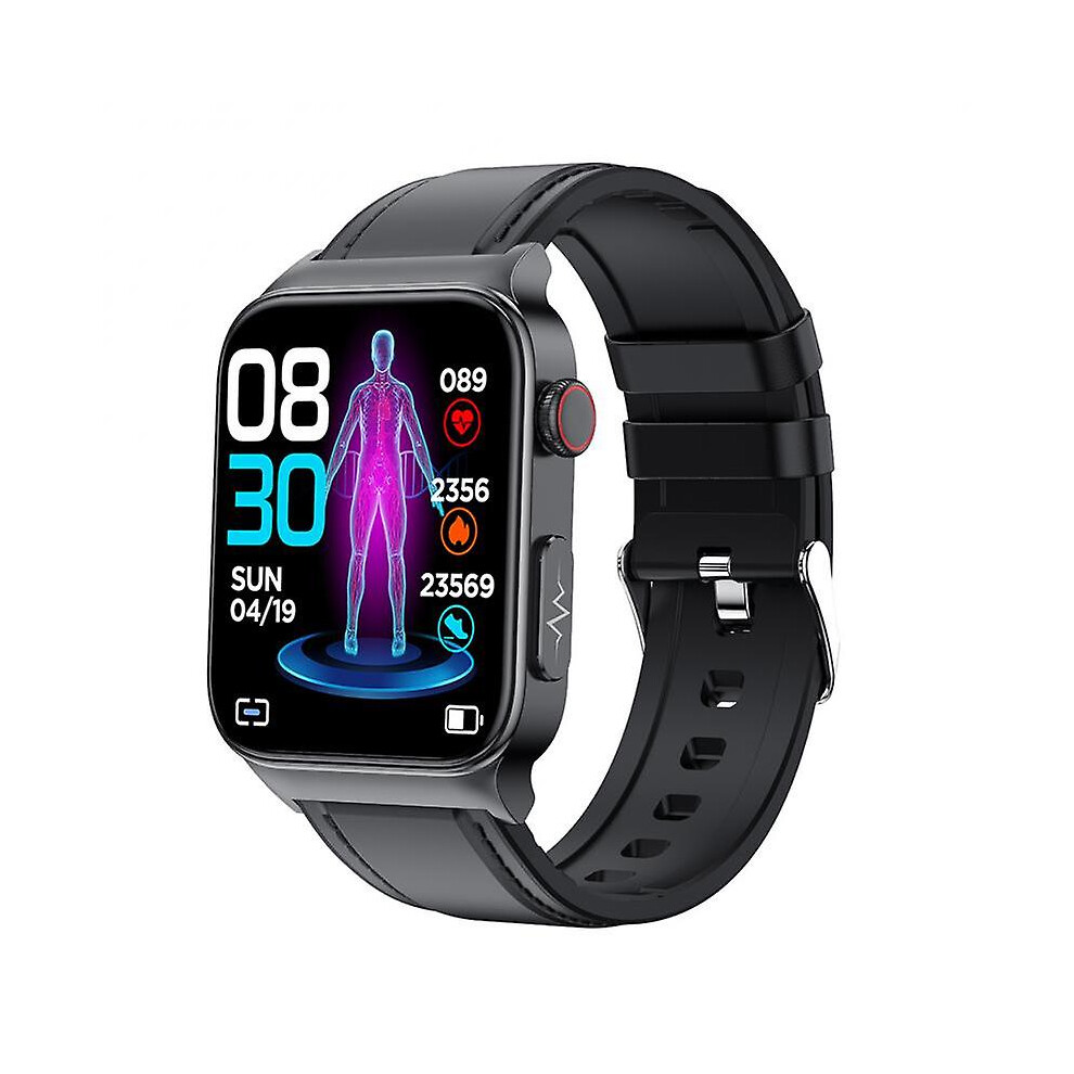 (Strap Black) E500 Blood Glucose Smart Watch Ecg Monitoring Blood Pressure Body Temperature Smartwatch