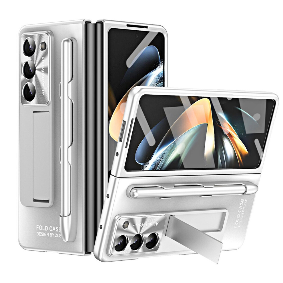 (Silver) Galaxy Z Fold 5 Case With S Pen And S Pen Slot, Built-In Screen Protector And Kickstand For Samsung Galaxy Z Fold 5 Case Silver 8994440268514