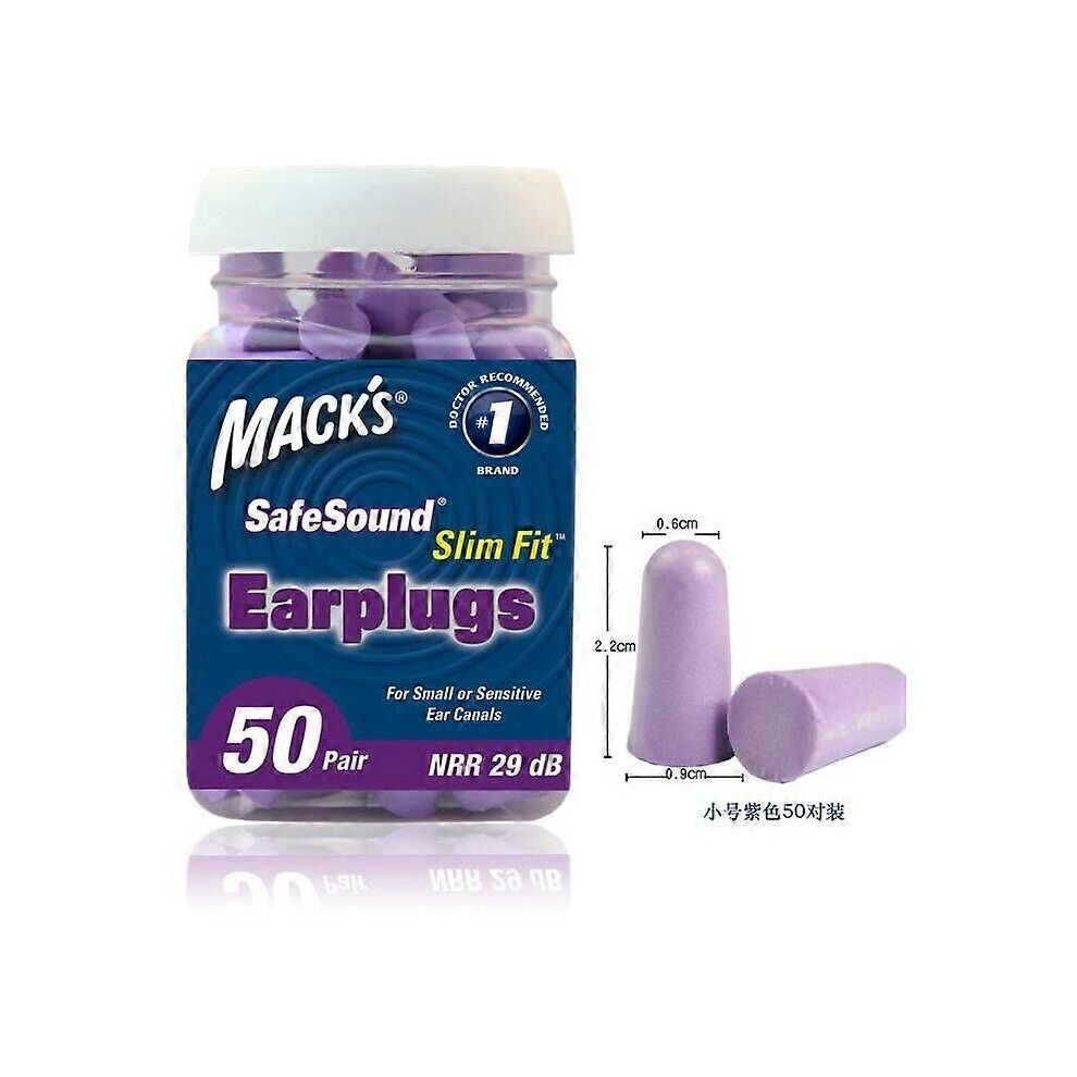 (Purple) 50Pairs Mack's Ultra Soft Foam Earplugs Noise Reduction Comfortable Earplug Sleep Ear Plugs 3247719435588