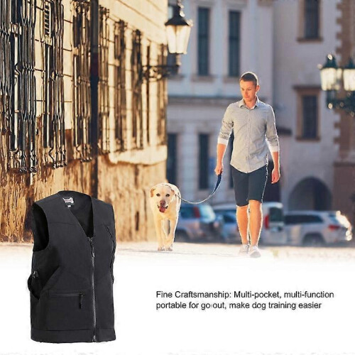(L) Dog Trainer Vest Waterproof Protective Cloth With Multi Pockets Pet Obedience Handler Training 2