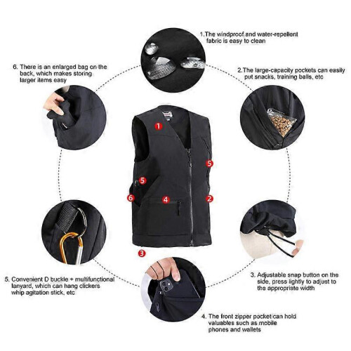 (L) Dog Trainer Vest Waterproof Protective Cloth With Multi Pockets Pet Obedience Handler Training 1