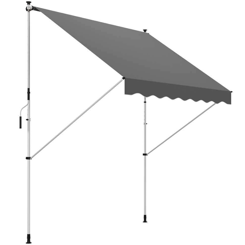 Outsunny 3 X 1.5 M Retractable Patio Awning Floor-To-Ceiling Shade, Grey