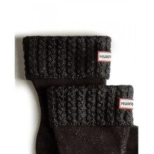 (Black, M) Hunter Hunter Unisex Recycled Mini Cable Short Boot Sock