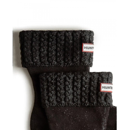 (Black, M) Hunter Hunter Unisex Recycled Mini Cable Short Boot Sock