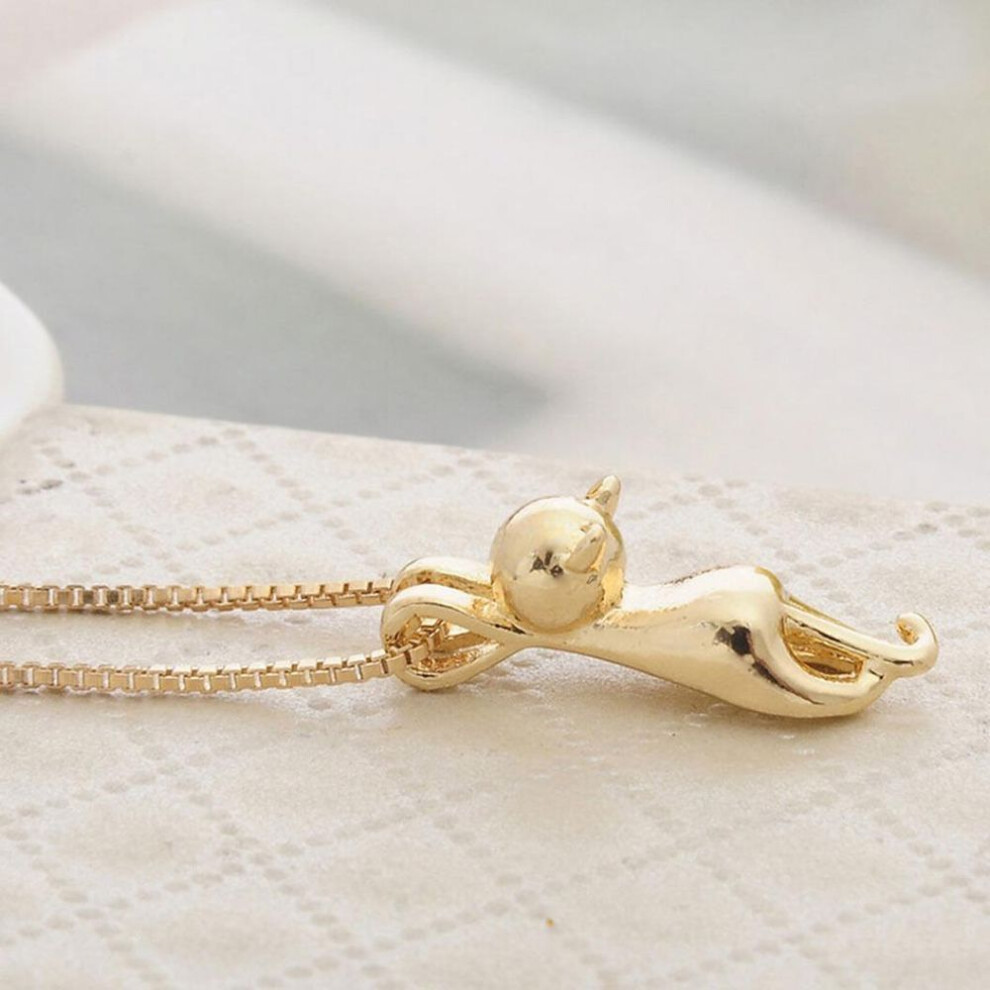 (bueaty side) Fashion Women Cute Climbing Cat Charm Pendant Necklace Jewelry