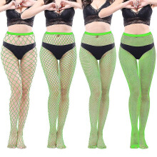 (Fluorescent green) High Waisted Fishnet Tights Stockings Women, High Waist Fishnets Sheer Pantyhose (one Size)