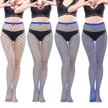 (royal blue) High Waisted Fishnet Tights Stockings Women, High Waist Fishnets Sheer Pantyhose (one Size)