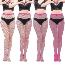 (rose red) High Waisted Fishnet Tights Stockings Women, High Waist Fishnets Sheer Pantyhose (one Size)