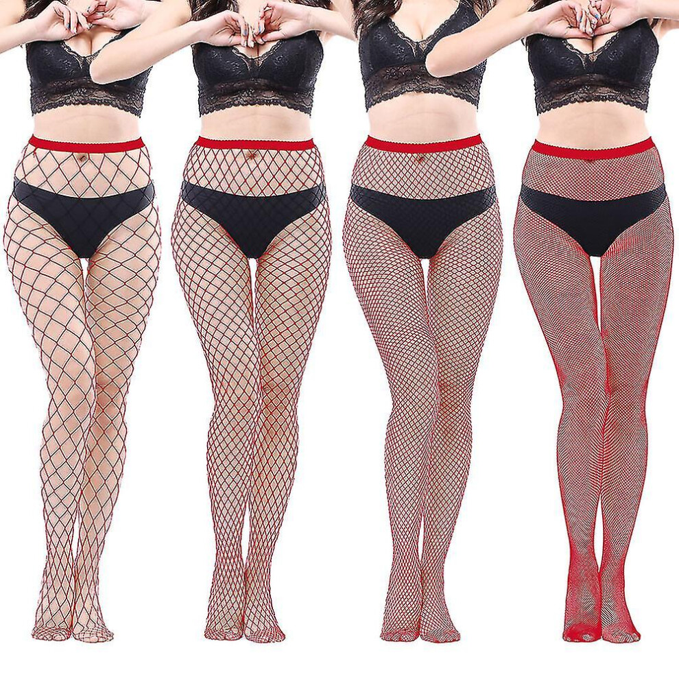 (claret) High Waisted Fishnet Tights Stockings Women, High Waist Fishnets Sheer Pantyhose (one Size)