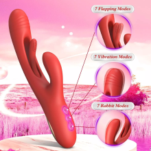 (Red) Tapping Rabbit G-spot Vibrator Clit Flapping Dildo