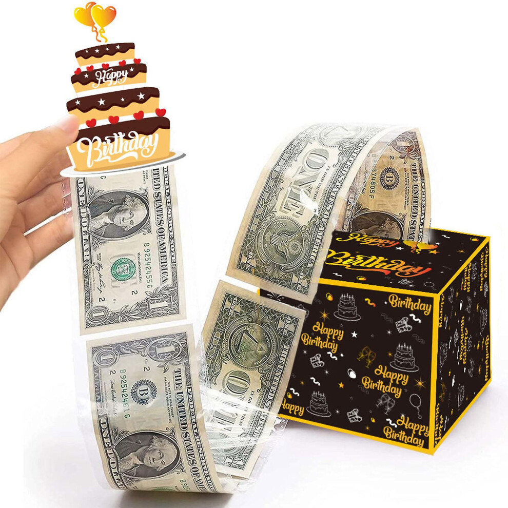 ( And Yellow) Birthday Moneys Pulling Cash Gift Boxes Heartful Birthday Surprise Gifts Box For Parents Lovers Kids Friends Black/Yellow