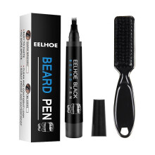 (black) Four-prong Waterproof Beard Pen And Beard Brush Filler Pencil Combination Coverage Enhancer