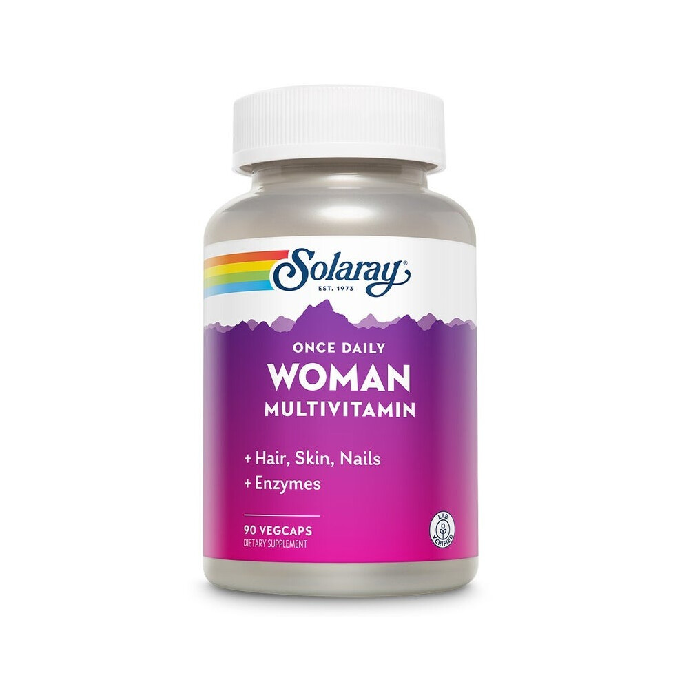Solaray Once Daily Woman Multivitamin VegCaps 90's | Hair, Skin & Nails Supplement | Supports Energy, Hormonal Balance & Overall Wellness