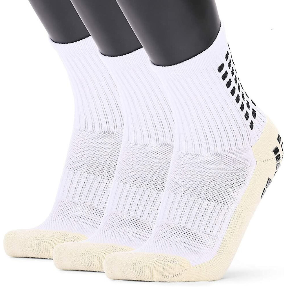 3 Pairs Non Slip Sport Soccer Socks, Unisex Athletic Sports Grip Socks For Women