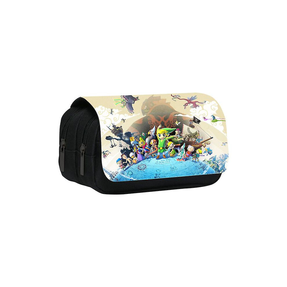 (10) The Legend Of Zelda Stationary Pen Storage Bag Pen Pencil Bag Multi Layer Large Capacity  Storage Bag Simple Plaid Pencil Case