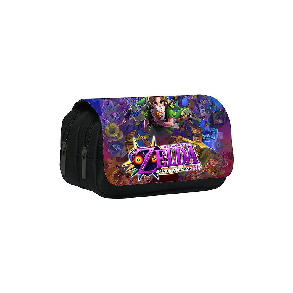 (2) The Legend Of Zelda Stationary Pen Storage Bag Pen Pencil Bag Multi Layer Large Capacity  Storage Bag Simple Plaid Pencil Case