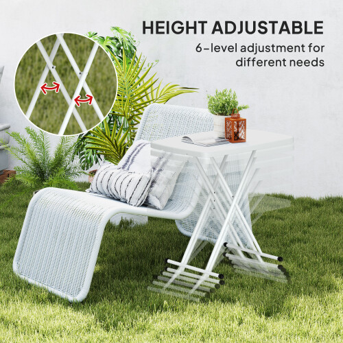 Outsunny Outsunny Folding Coffee Table, Height Adjustable Picnic Table, White 2