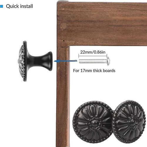 16pcs Black Cabinet Door Handle, Round Drawer Knobs, Single Hole Cupboard Handle 1