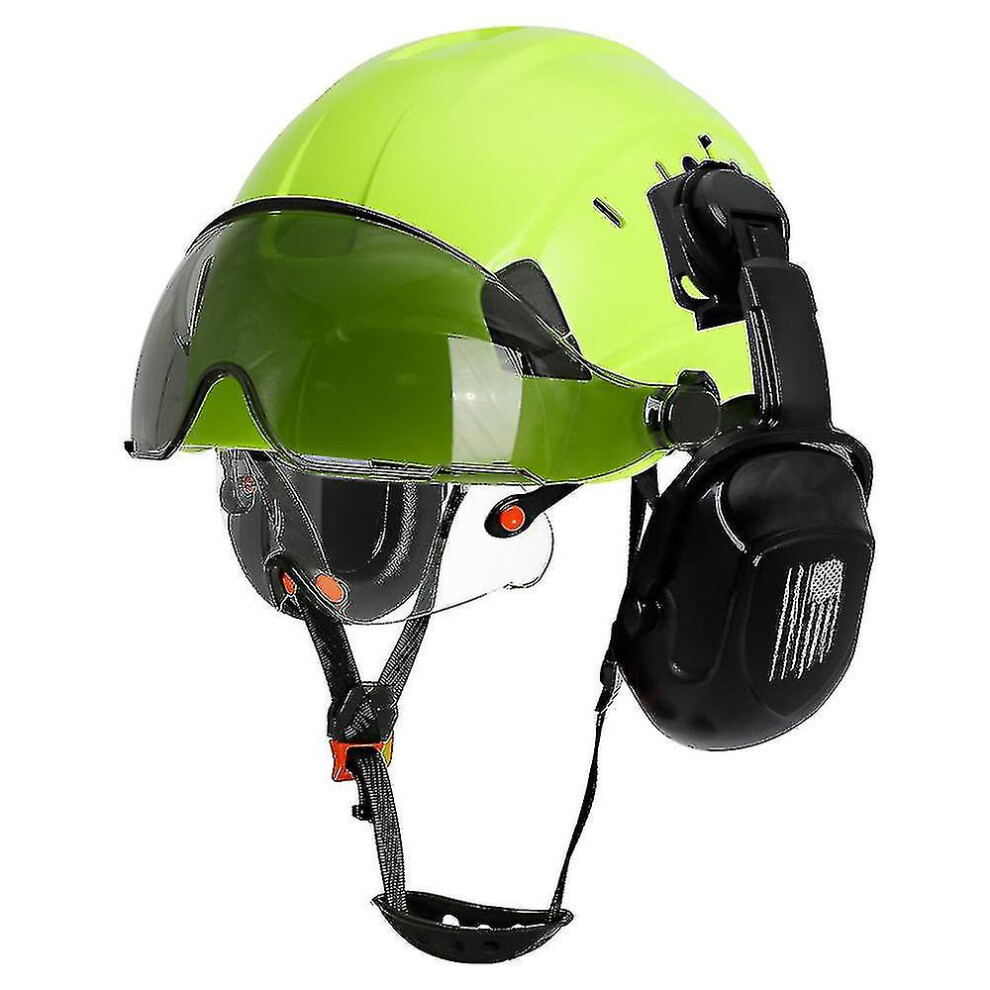 (FYE with earmuffs) Ce Construction Safety Helmet With Visor Built In Goggle Earmuffs For Engineer Hard Hat Ansi Industrial Work Cap Head Protection