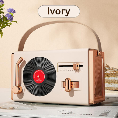 (Pink) Bluetooth-compatible Old Fashioned Classic Vinyl Record Player Style Retro Wireless Speaker 1
