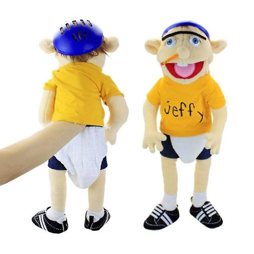 58cm Jeffy Plush Toy Cosplay Jeffy Hat Hand Puppet Game Stuffed Doll Kids Gifts