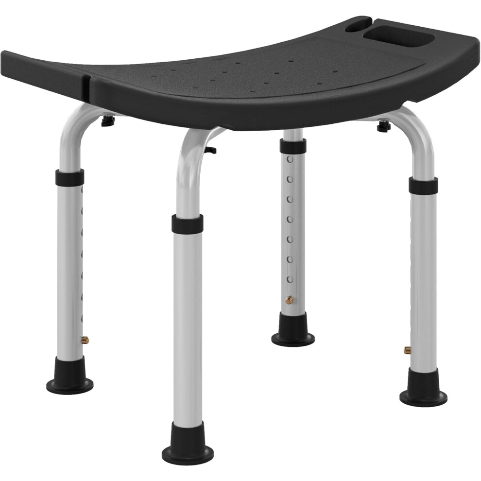 Black Homcom Height Adjustable Shower Stool, Aluminium Shower Chair, Non-Slip Bath Stool For Elderly, Disabled, Seniors, Pregnant,