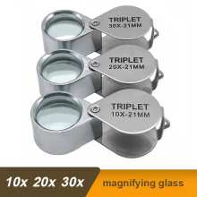 (20X) 10x 20x 30X 21mm High Magnification Metal Folding Glass Lens Small Portable Jewelry Identification Magnifying Glass