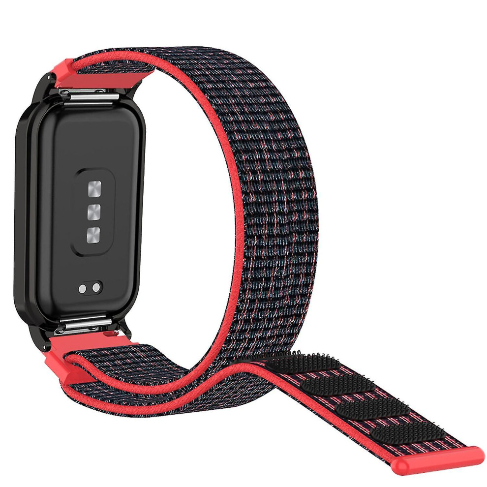 (Black Red) For Redmi Band 2 Breathable Watch Strap Flexible Nylon Bracelet Smart Watch Band For Women/men