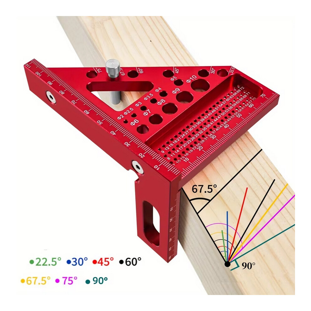 (Blue) Woodworking Square Protractor, Woodworking Square With Dowel Pins,Aluminum Alloy Miter Triangular Ruler,Angler Scriber 6916714731076