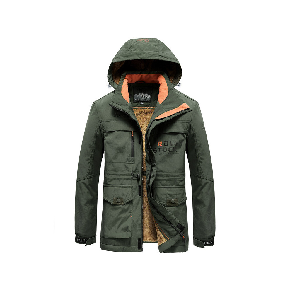 (Army Green, XL) Mens Military Jacket Winter Warm Waterproof Hooded Coat Outdoor Tactical Coat