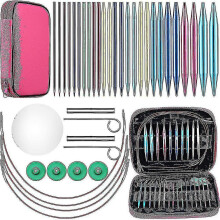 26 Pieces Aluminum Interchangeable Circular Knitting Needle Set,13 Size Interchangeable Crochet Need