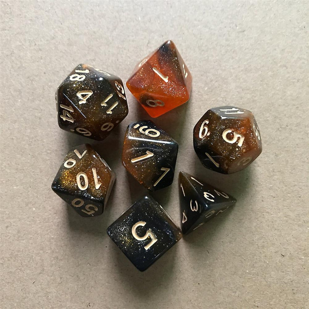 ( Gold) 7Pcs Dice Set Polyhedral Dice Dungeons And Dragons Game Dice Party Board Game Dice Black/Gold
