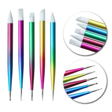 5Pcs Nail Art Gradient Dotting Pen Brush Silicone Sculpture Carving Gem Picker