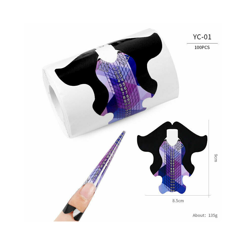 New'c 100Pcs Nail Form Guides For Acrylic Uv Gel Nail Tips Extension Nail Art Tools