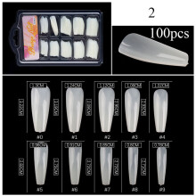 100Pcs Long Ballerina False Nail Tips Acrylic Coffin Half Cover Fake Nails Art