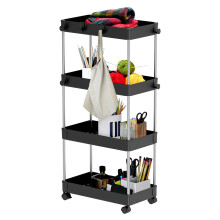 (Black, Slim) 4 Tier Trolley Kitchen Storage Bathroom Organiser