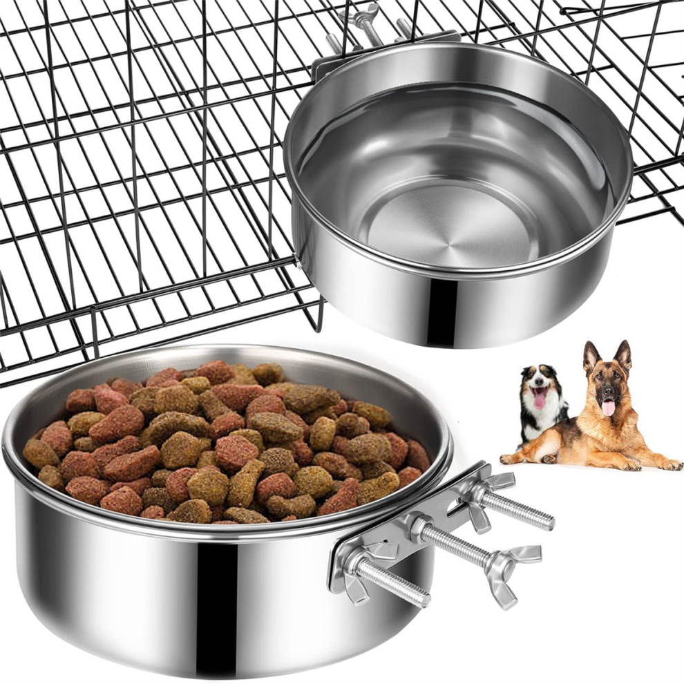 Lot de 2 gamelles pour chien, gamelle pour nourriture et eau en acier inoxydable