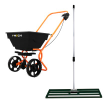Nivelador de Césped T-Mech de 100cm (Verde) y Esparcidor Rotativo