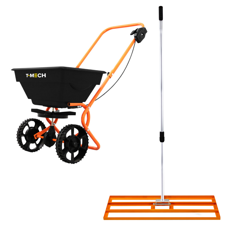 (Orange , 100cm) Rotary Spreader, Fertiliser & Lawn Leveller Rake