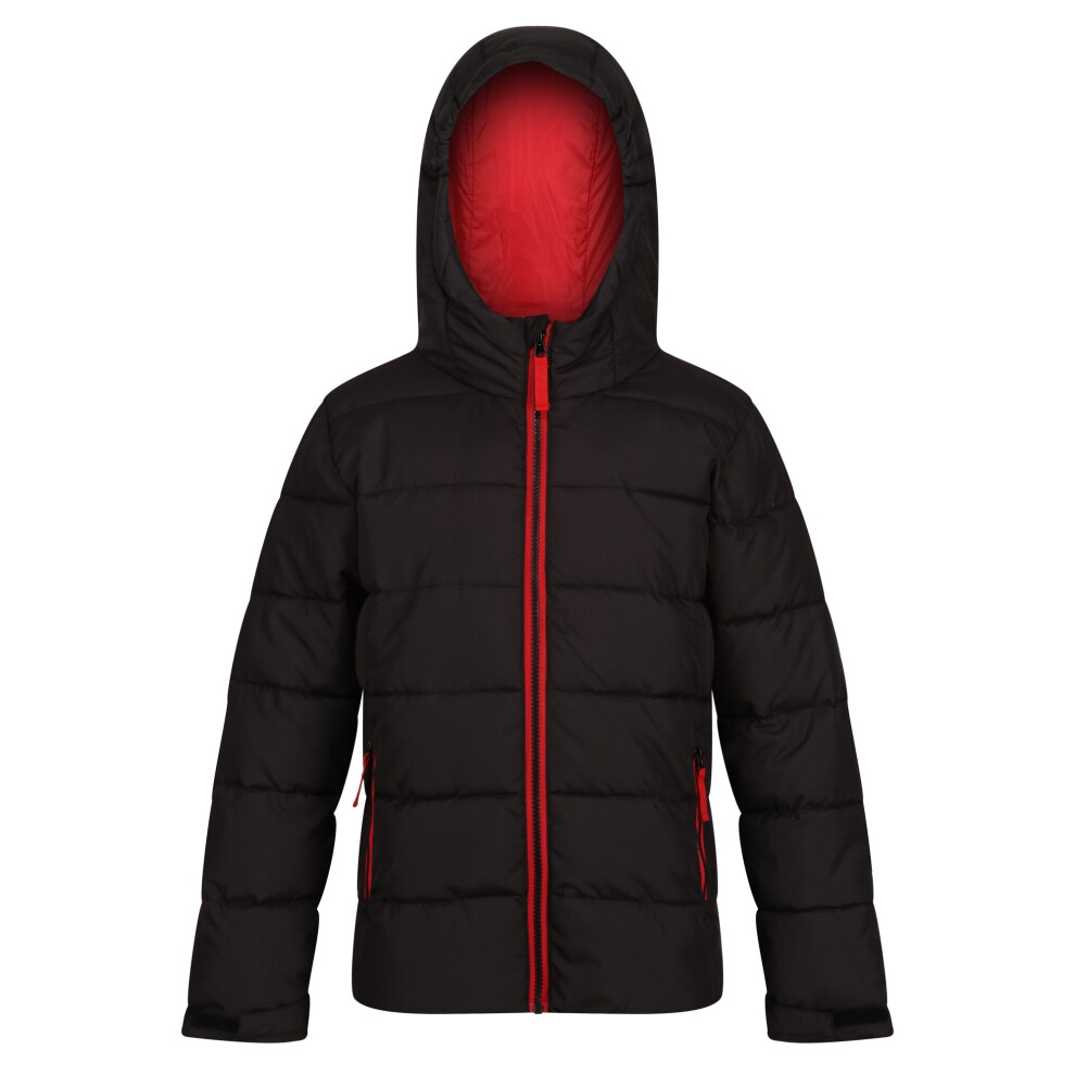 (5-6 Years, Black/Classic Red) Regatta Childrens/Kids Thermal Padded Jacket