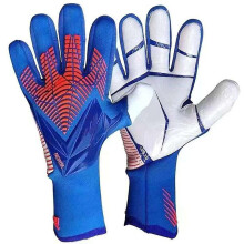 (blue 7) Professional Latex Football Gloves Soccer Ball Goalkeeper Gloves Kids Adults Thickened Football Goalie Fingers Protection Gloves