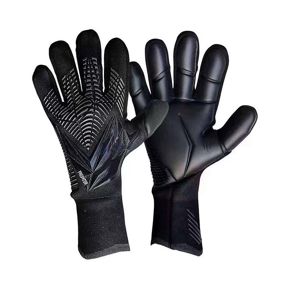 ( 8) Professional Latex Football Gloves Soccer Ball Goalkeeper Gloves Kids Adults Thickened Football Goalie Fingers Protection Gloves Black