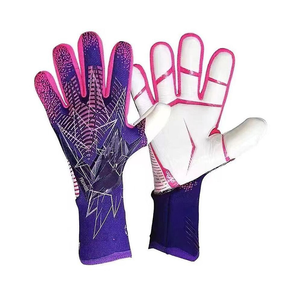 ( 10) Professional Latex Football Gloves Soccer Ball Goalkeeper Gloves Kids Adults Thickened Football Goalie Fingers Protection Gloves Pink