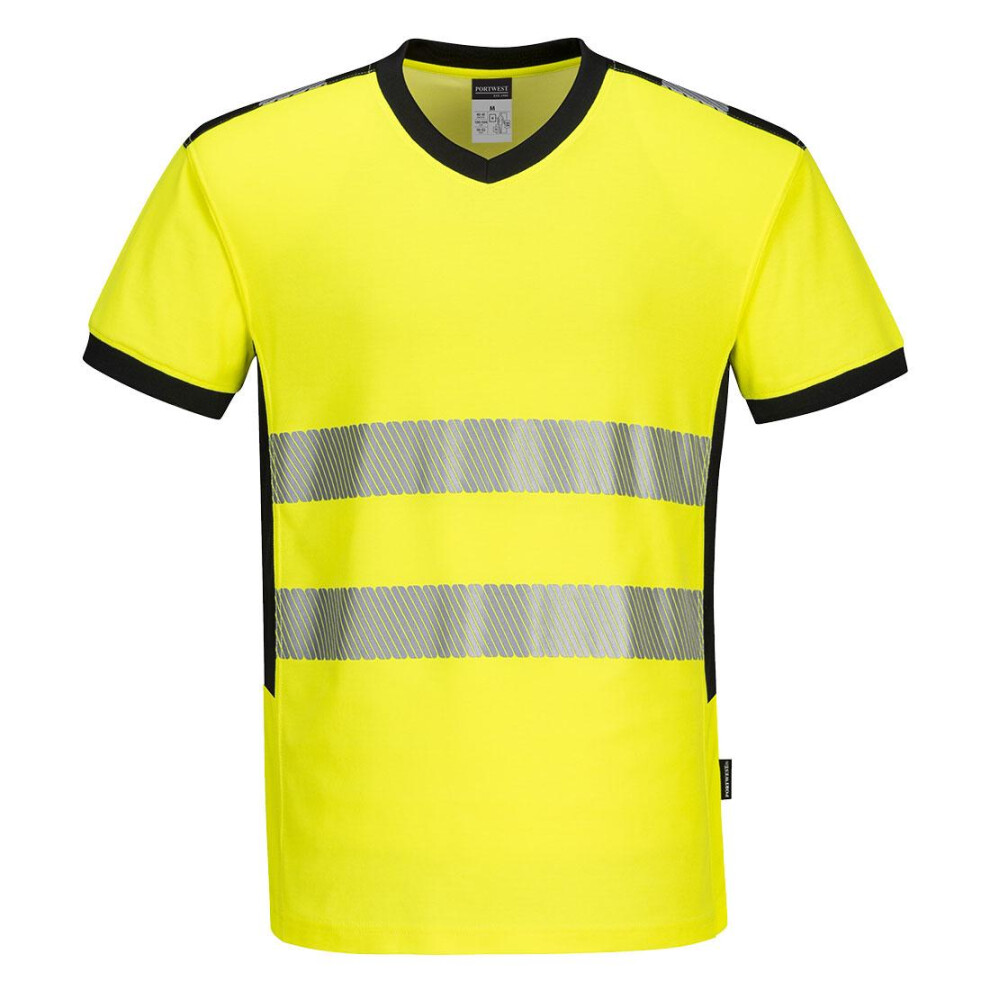 (M, Yellow/Black) Portwest Mens PW3 High-Vis T-Shirt