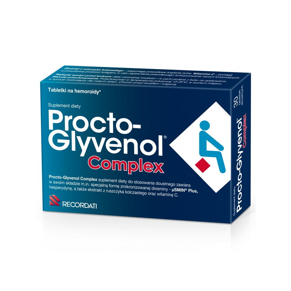 Recordati Procto-Glyvenol Complex Oral Tablets For Hemorrhoids Treatment Size 30