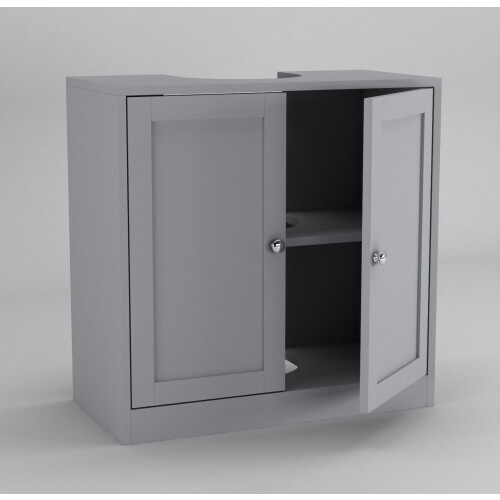 URBN Living (All 3 Piece - Grey) Under Sink Cupboard Mirror Unit WC Paper Dispenser 2